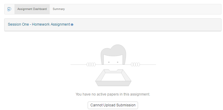 screenshot of cannot upload assignment