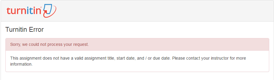 screenshot of turnitin error